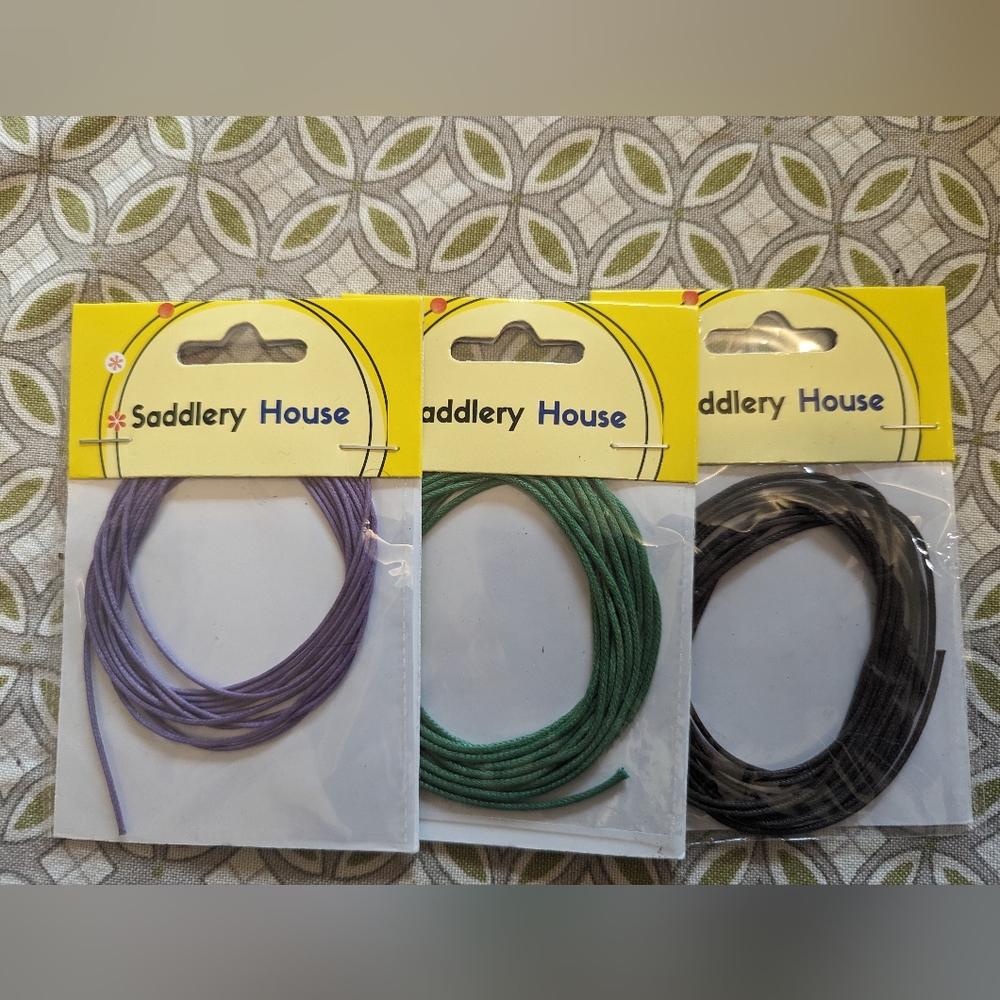 Saddlery House 1.5MM cottan chording brown, dark green, and mauve, natural, red
